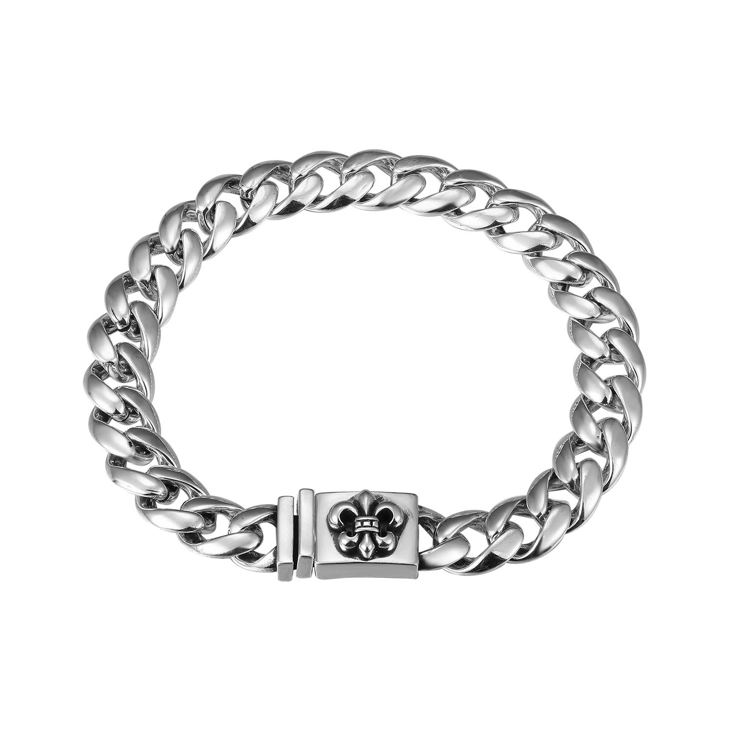 Chrome Hearts Silver Plated Braided Chain Bracelet with Decorative Clasp